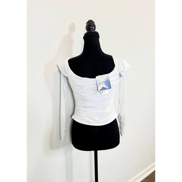 Majorelle Constance Top White Medium Pullover Off Shoulder Lined Stretch Party - Picture 3 of 5